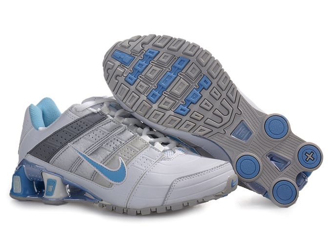 Womens Nike Shox Nz Shoes White Gray Skyblue - Click Image to Close